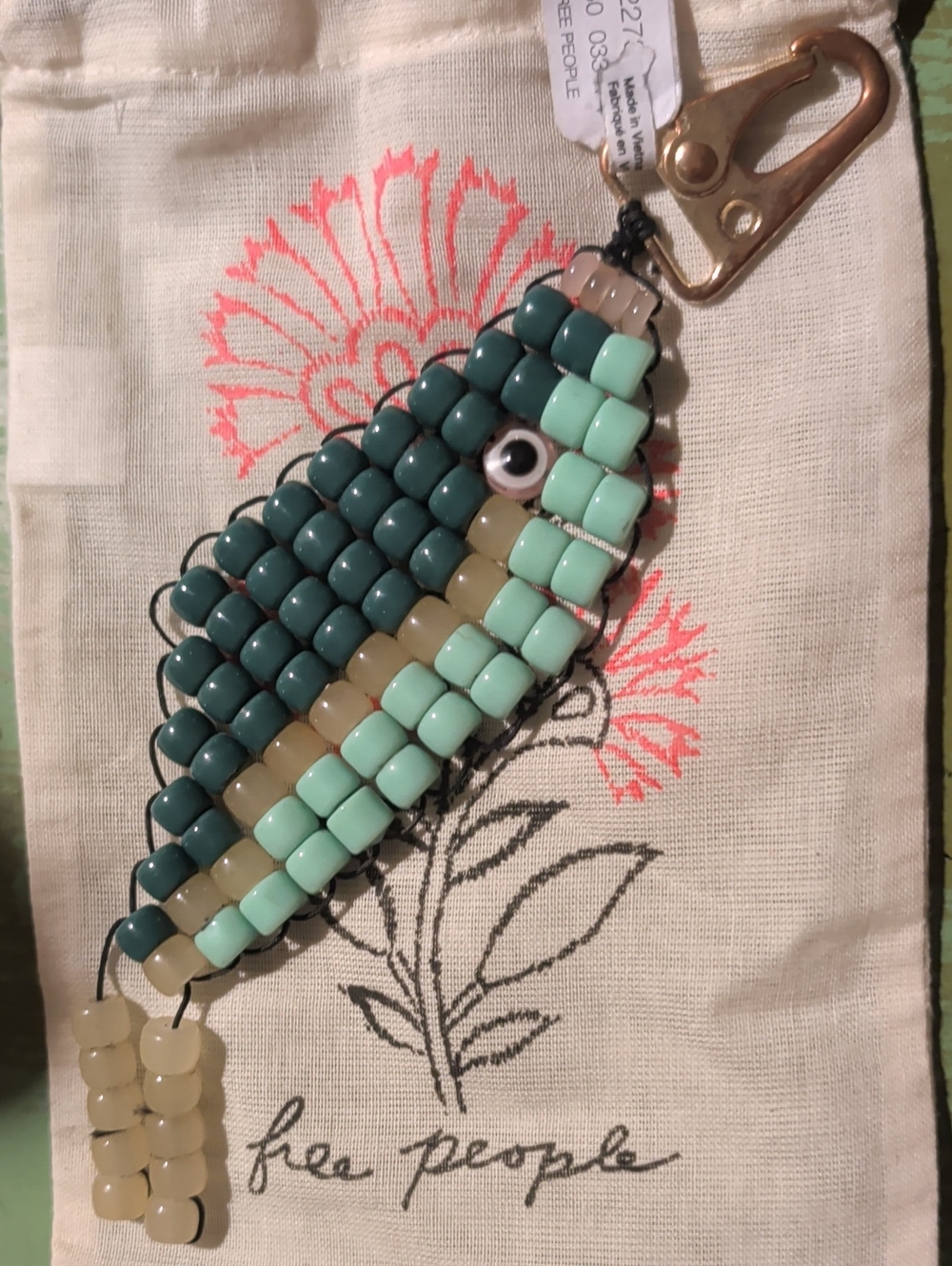 Free People Beaded Fish Bag Charm/ Keychain